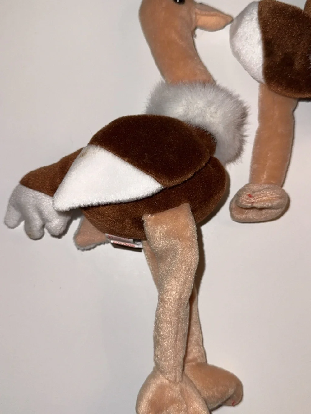 Ty Plush Ostrich Twins — Brown & Cream Beanie Pair